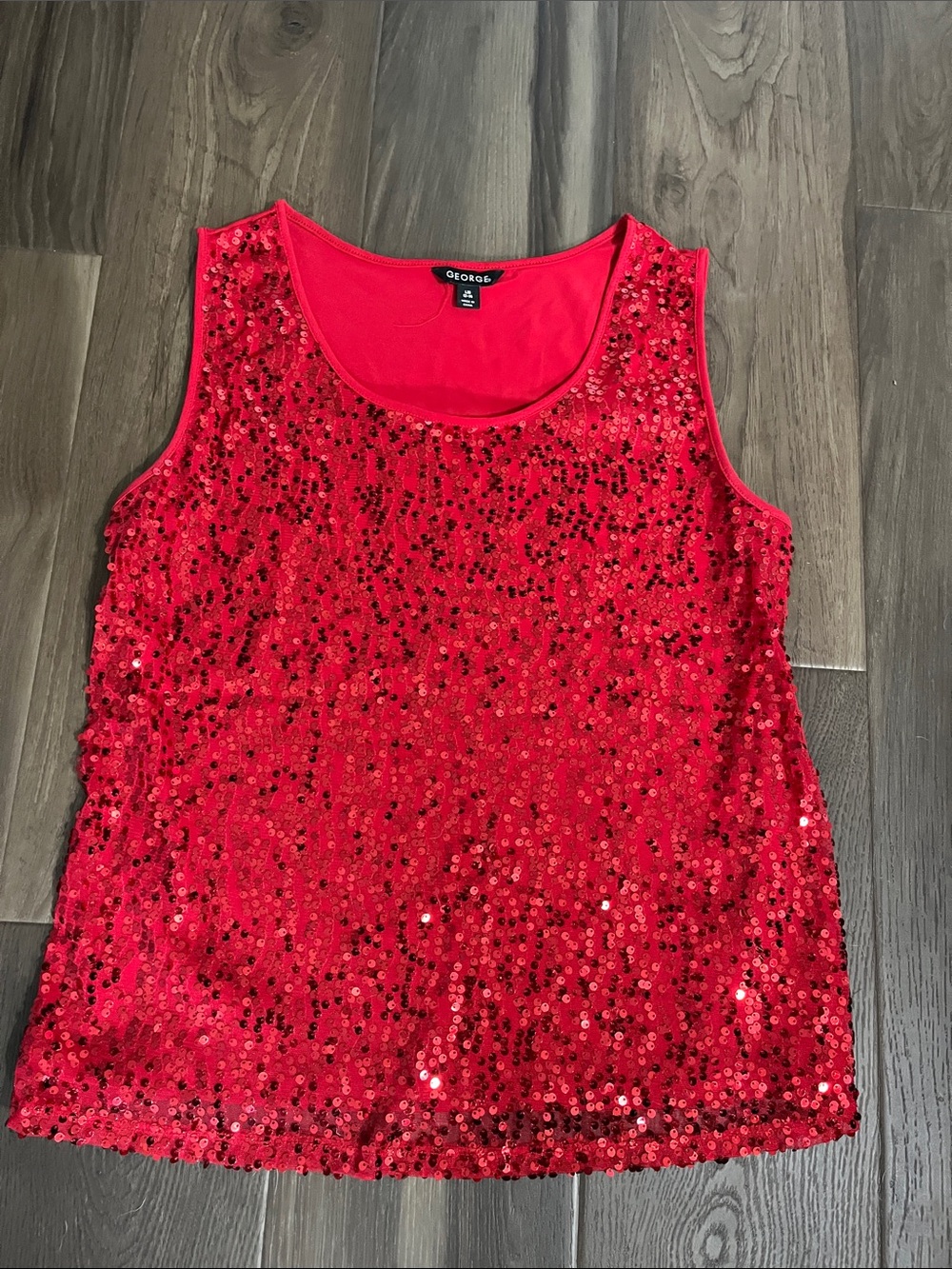 George Red Sequin Scoop Tank